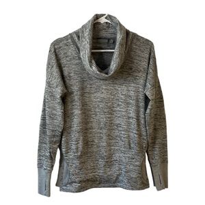 Athleta Sweatshirt Pullover Cowl Neck Space Dye Gray Thumb Holes Size XS